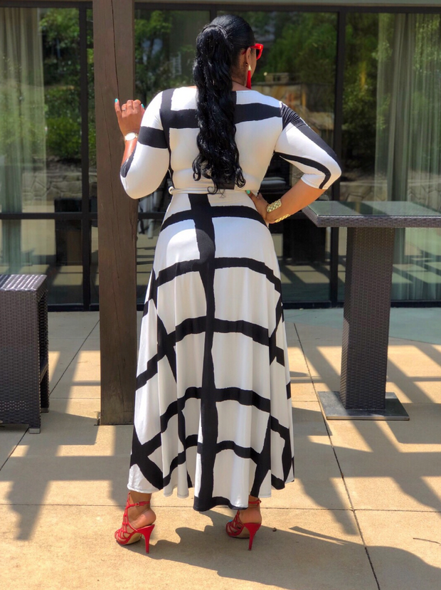 Back View of The Toya Long Maxi Dress- Rebellious Rose Boutique- Available in Curvy Collection
